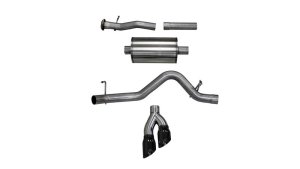Chevrolet Colorado Performance Exhaust - CORSA Performance - Cat Back Sport 4in Black Pro Series Tips with Single Side Exit - Black - `15-`16